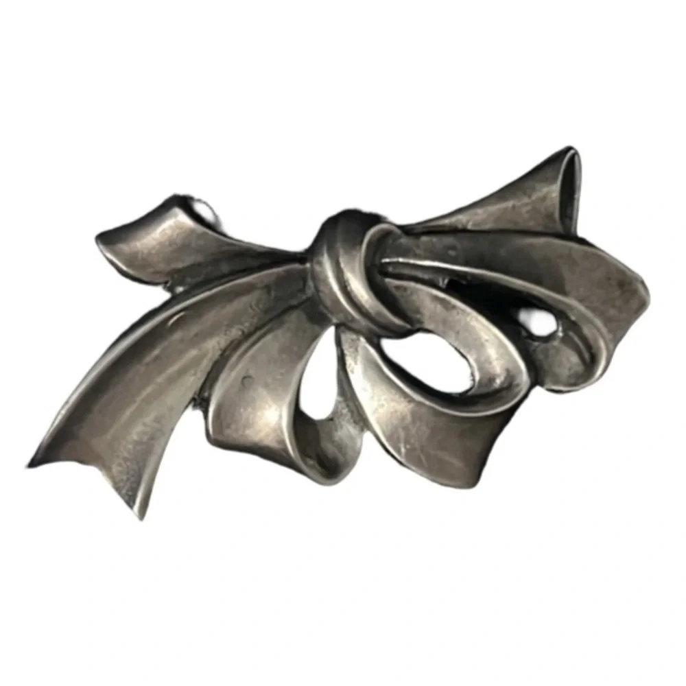 Vintage Art Deco Sterling Silver Bow Brooch - Picture 1 of 7
